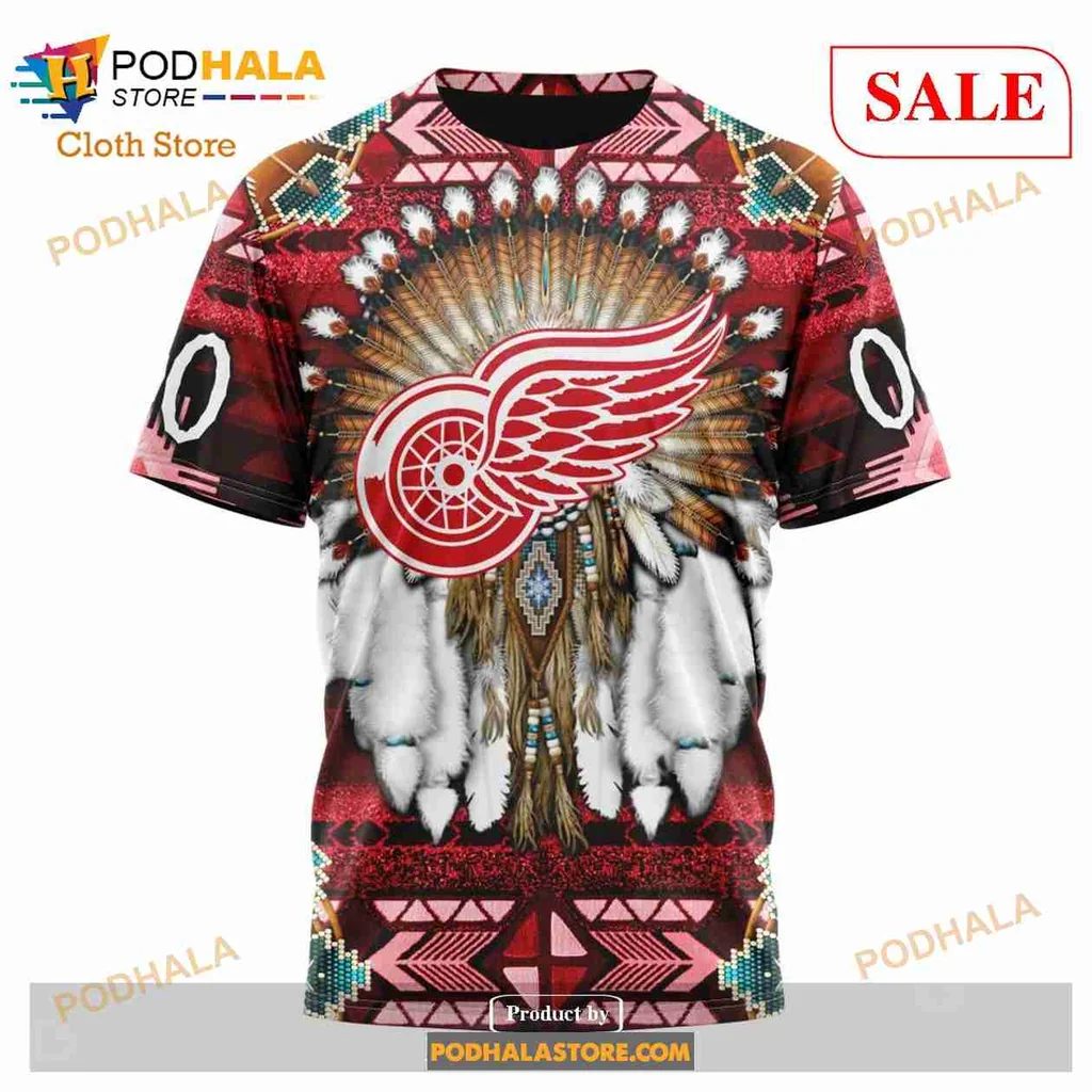 Colorful Detroit Red Wings 3d Hoodie With Native American Inspired Design - Product View 6 Colorful Detroit Red Wings 3d Hoodie With Native American Inspired Design - Product View 6