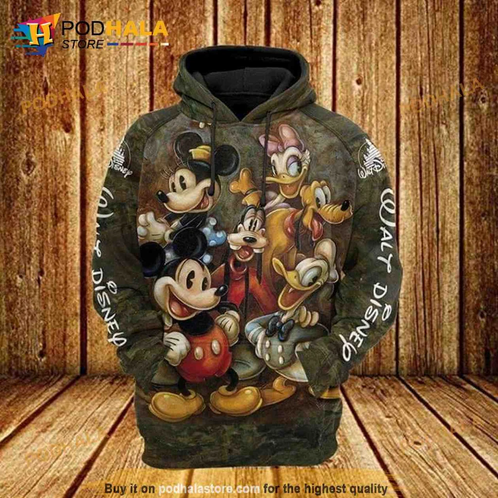Colorful Disney Characters 3d Hoodie Featuring Mickey Mouse And Friends