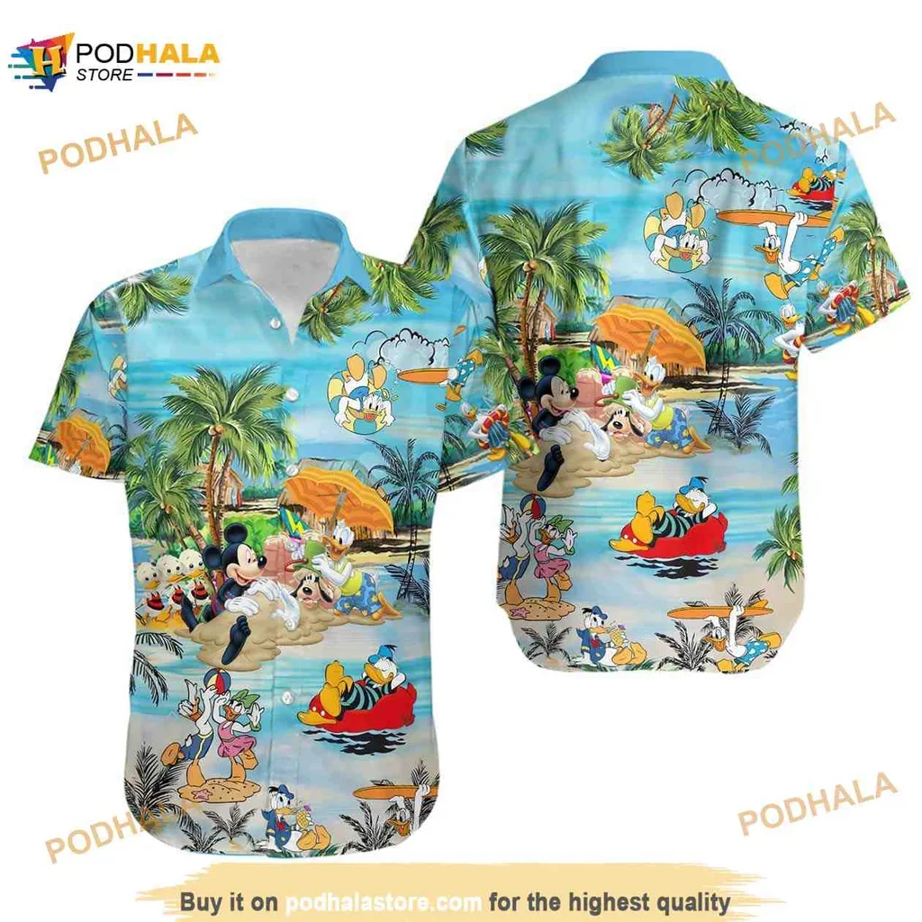 Colorful Disney Characters Hawaiian Shirt Featuring Donald Duck And Friends