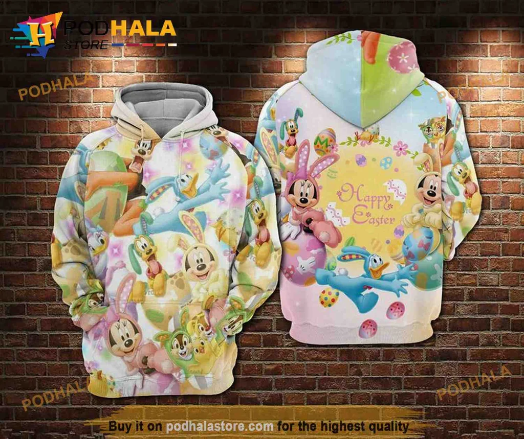 Colorful Disney Easter Mickey Mouse 3d Hoodie With Playful Design