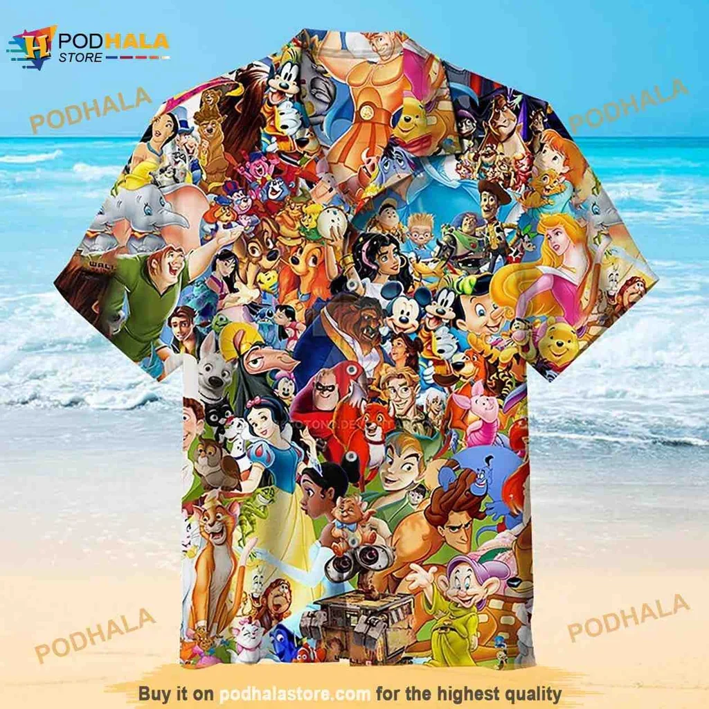 Colorful Disney Friends Hawaiian Shirt Featuring Mickey Mouse And More