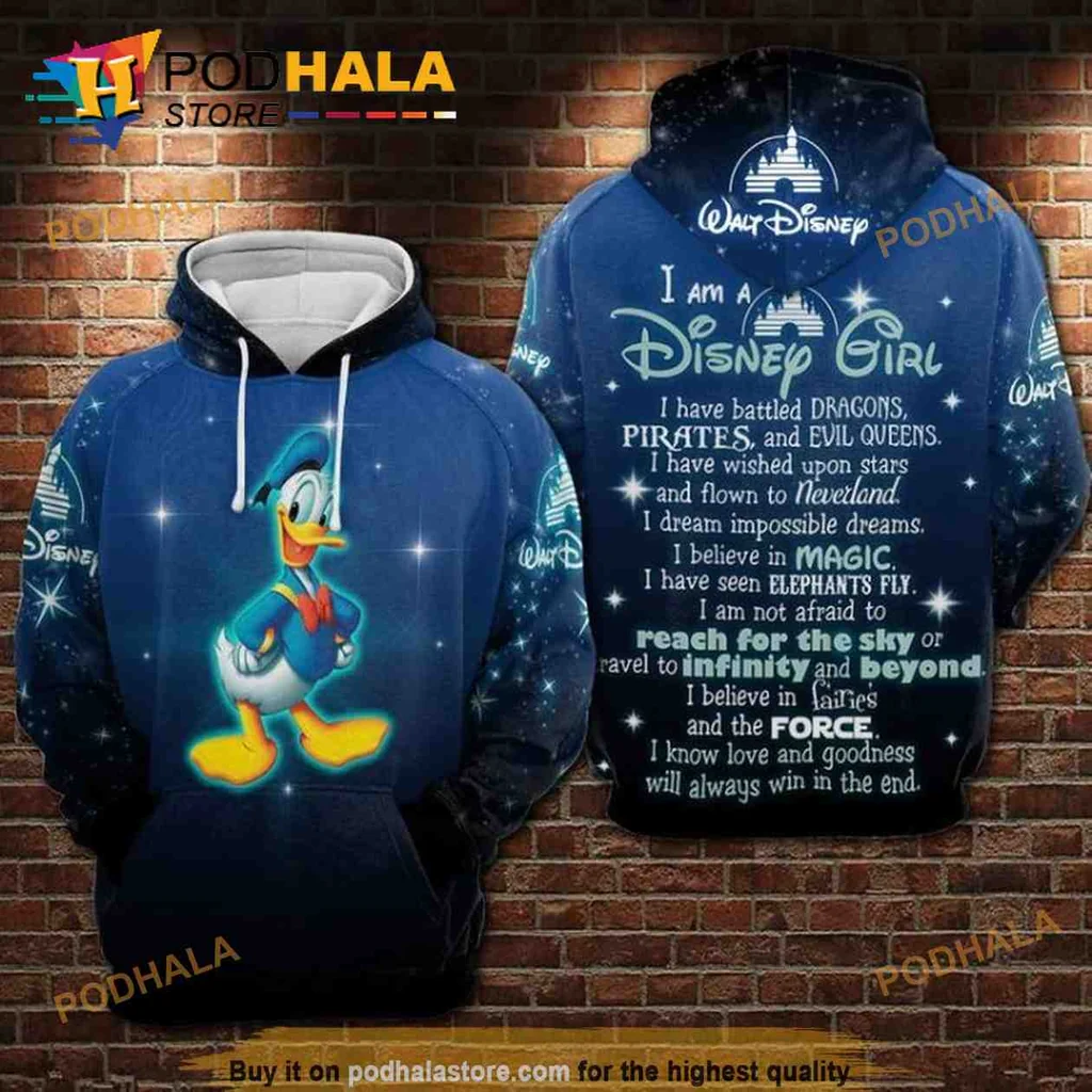 Colorful Donald Duck 3d Hoodie, I Am A Disney Girl Design