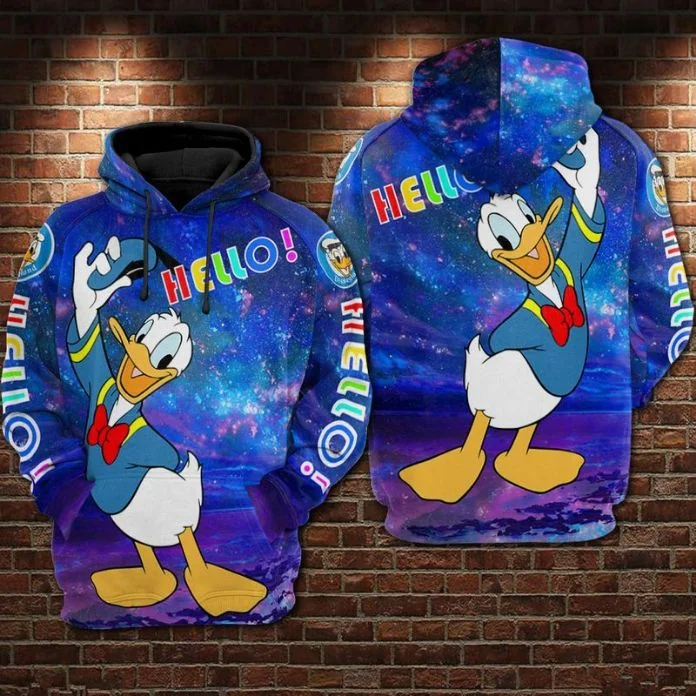 Colorful Donald Duck 3d Hoodie With Vibrant Galaxy Background