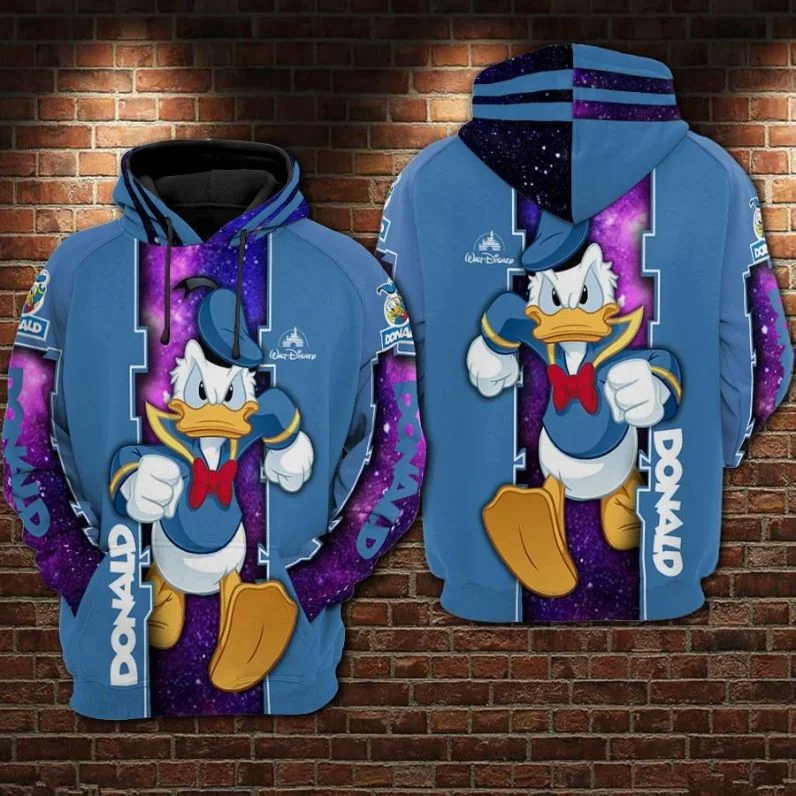 Colorful Donald Duck Galaxy 3d Hoodie With Vibrant All Over Print Design
