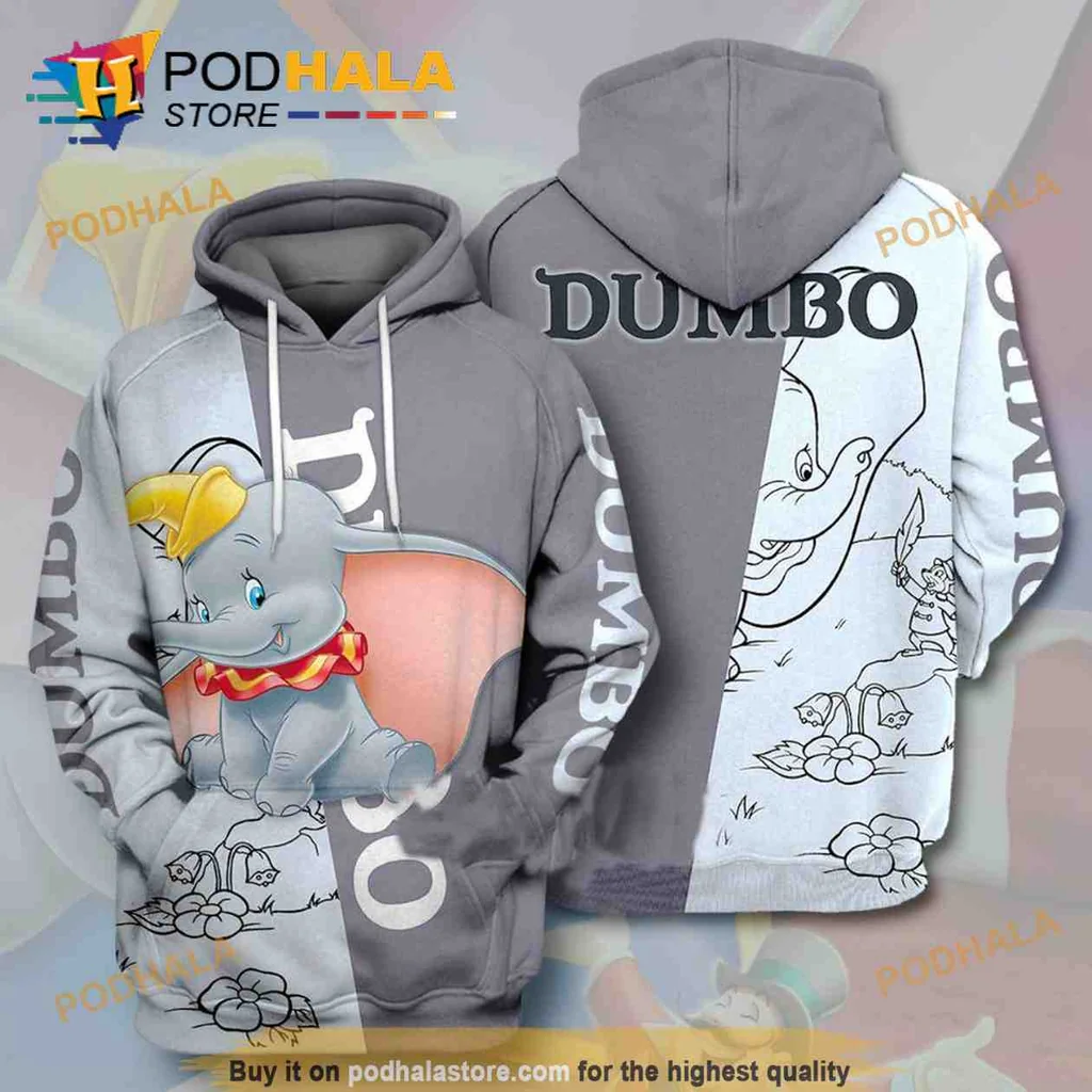 Colorful Dumbo Elephant 3d Hoodie With Playful Design And Cheerful Expression
