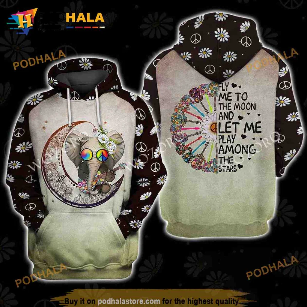 Colorful Elephant Hippie 3d Hoodie With Mandala Design And Dreamy Text