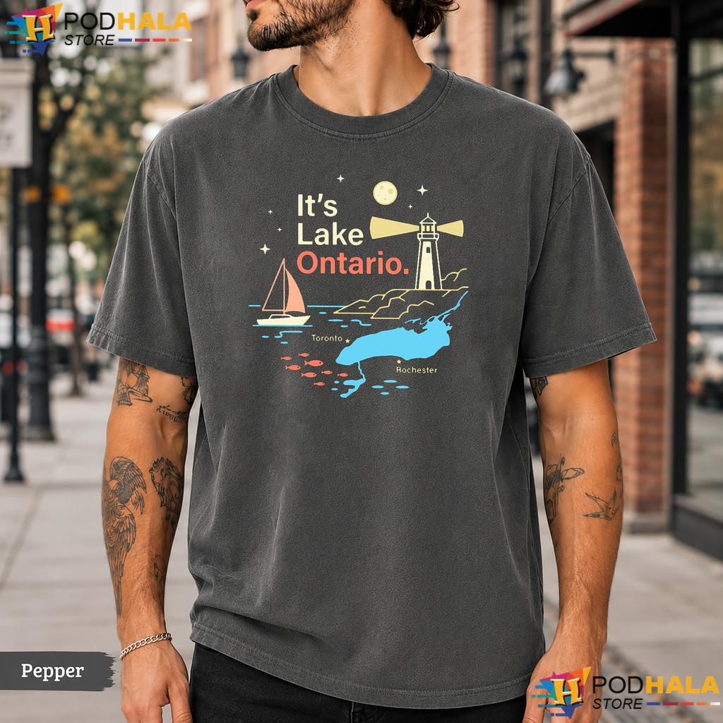 Colorful Fish Lake Ontario Comfort Colors T-Shirt Lighthouse Sailboat