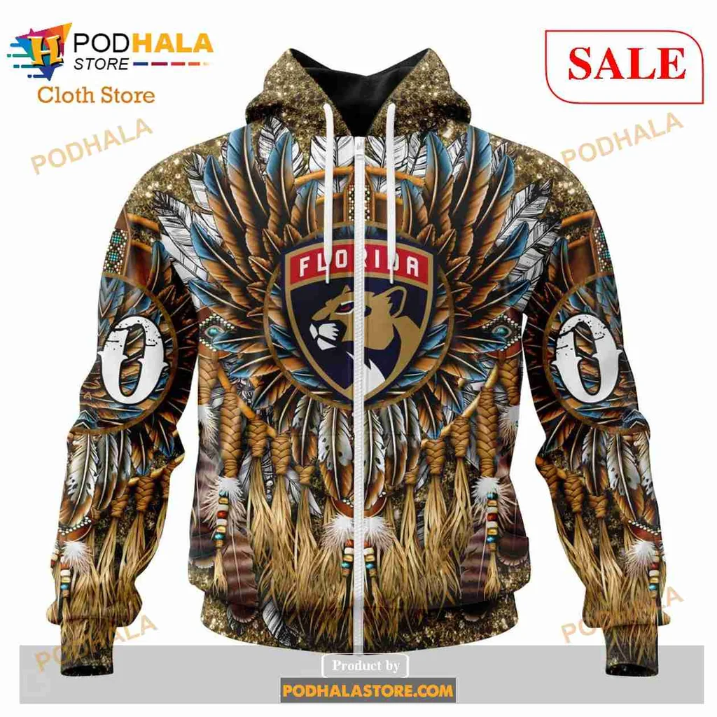 Colorful Florida Panthers All Over Print Hoodie With Intricate Feather Design Colorful Florida Panthers All Over Print Hoodie With Intricate Feather Design