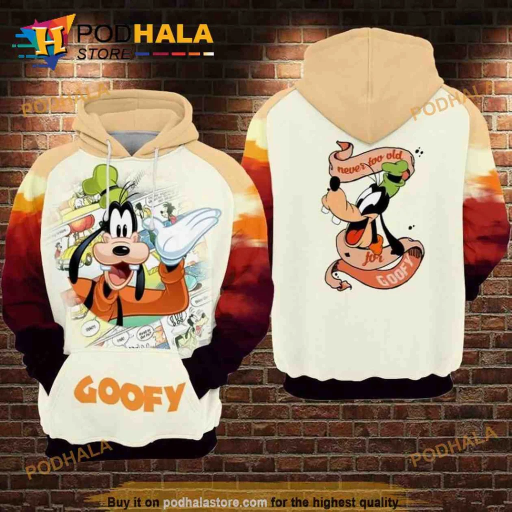 Colorful Goofy Disney 3d Hoodie With Playful Design And Nostalgic Quote