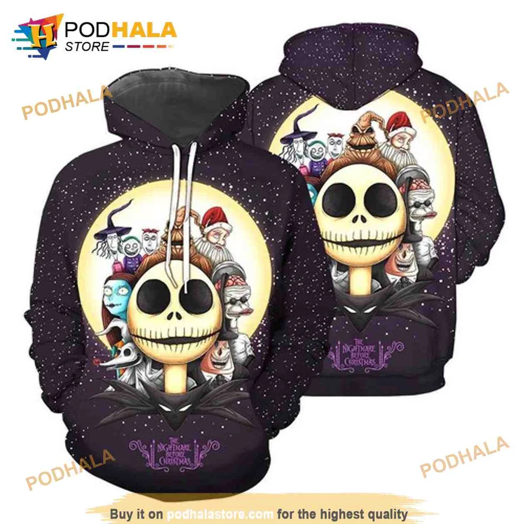 Colorful Jack Skellington 3d Hoodie Featuring Iconic Nightmare Before Christmas Design