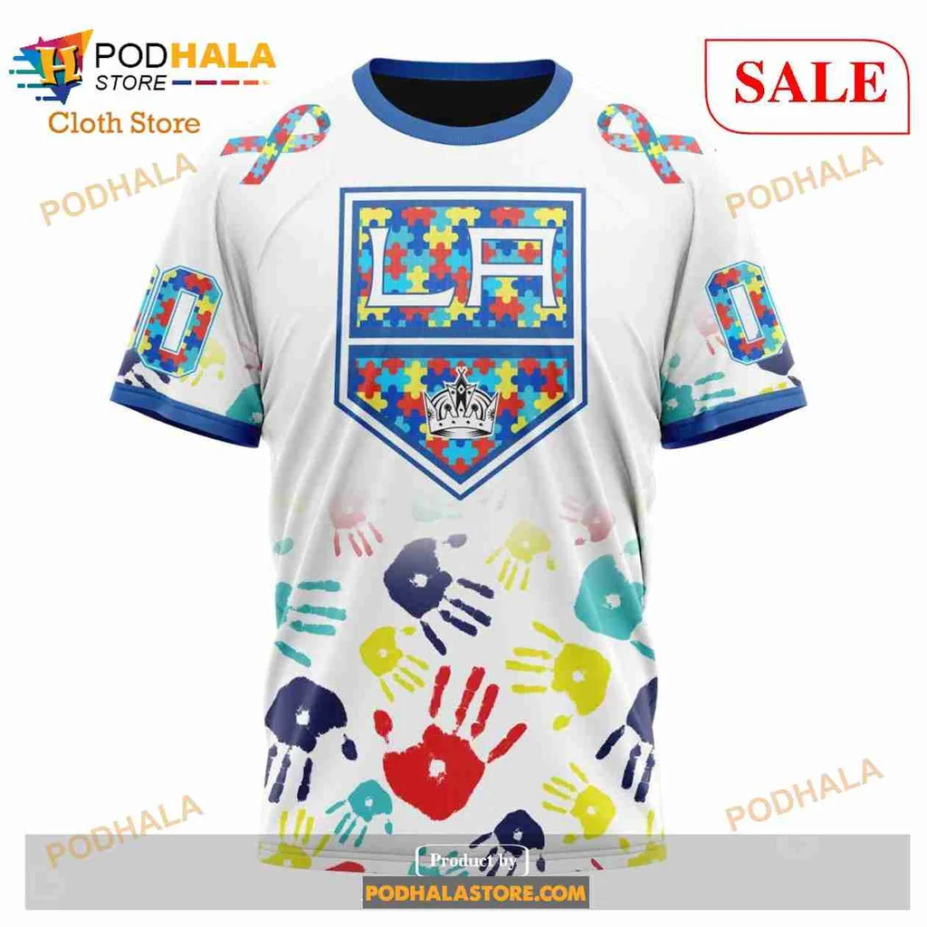 Colorful Los Angeles Kings Autism Awareness Hoodie With Puzzle Piece Design - Product View 6 Colorful Los Angeles Kings Autism Awareness Hoodie With Puzzle Piece Design - Product View 6