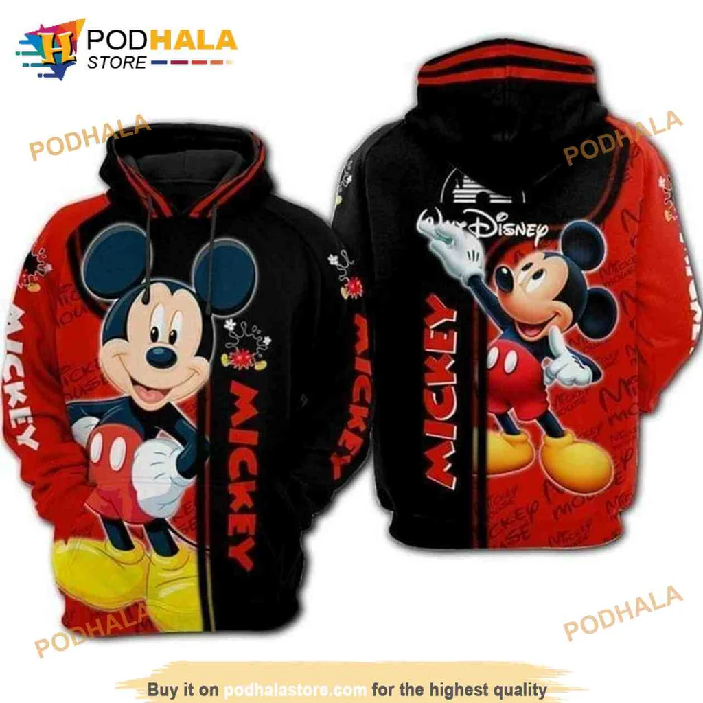 Colorful Mickey Mouse 3d Hoodie Featuring Cheerful Design For Disney Fans