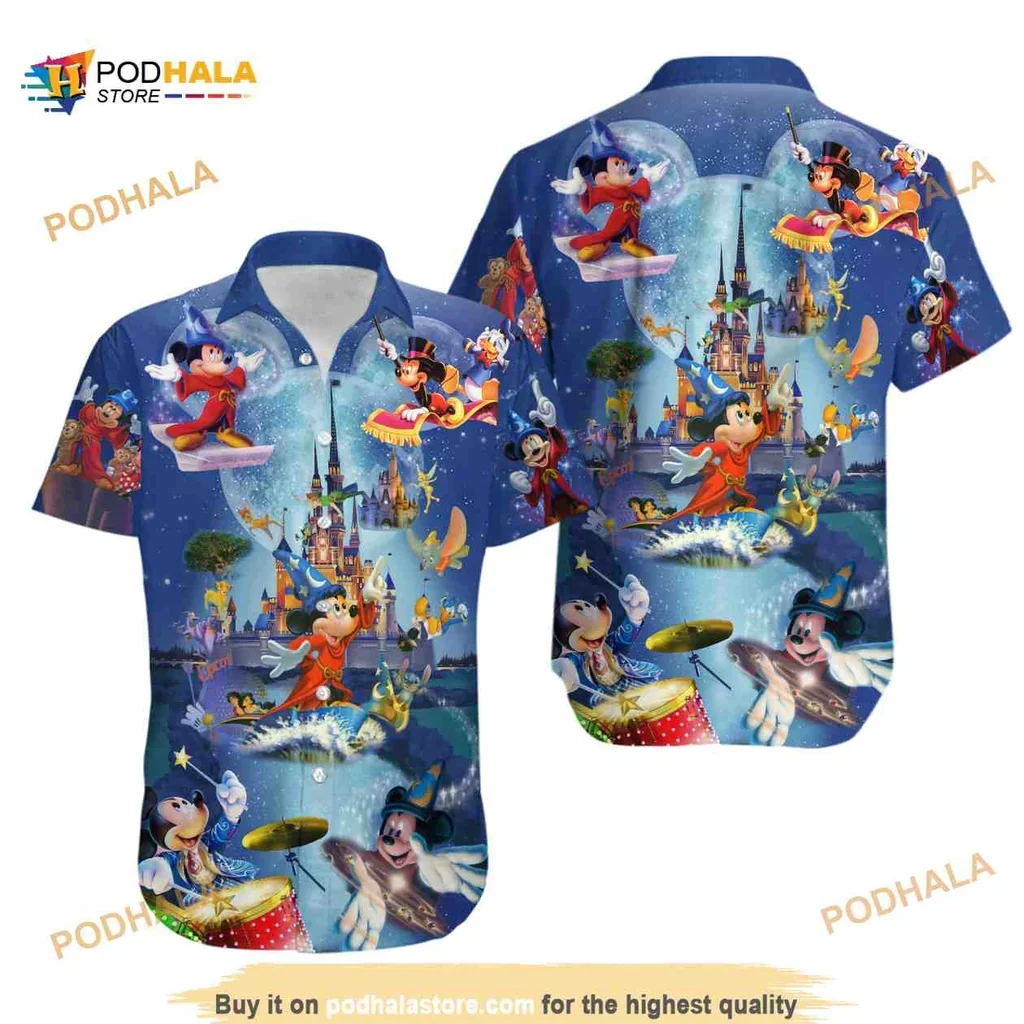 Colorful Mickey Mouse Aloha Shirt With Vibrant Tropical Disney Design