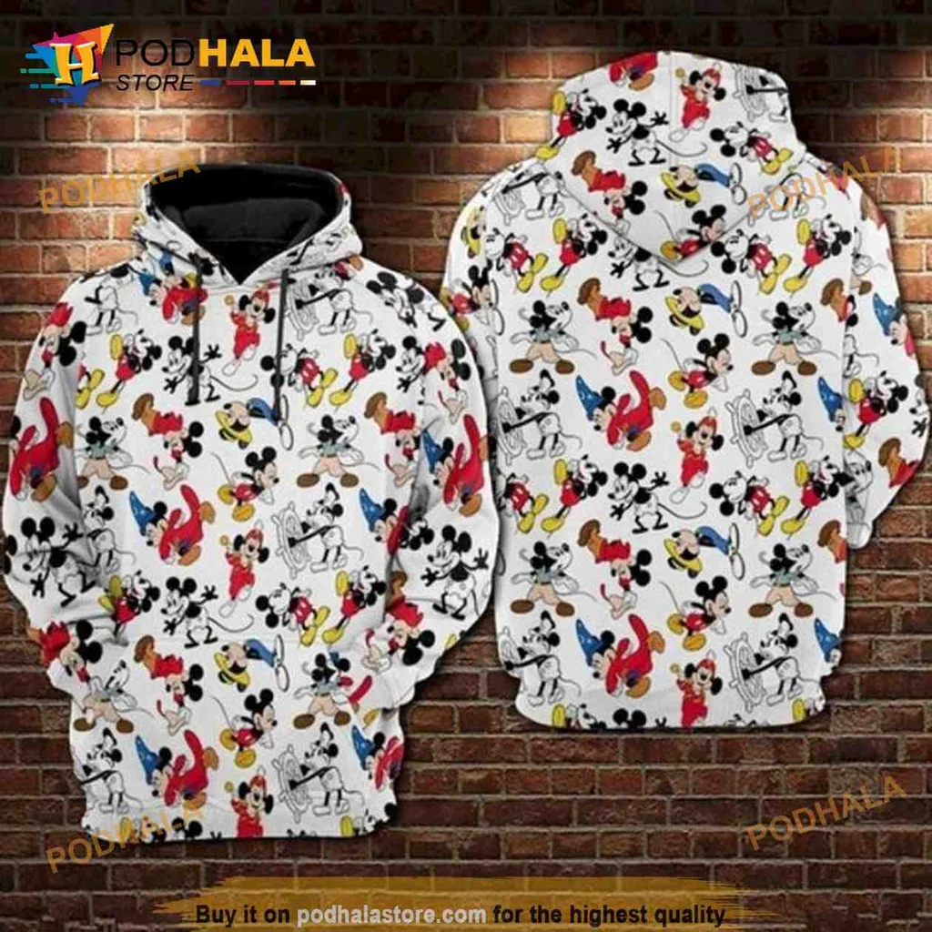 Colorful Mickey Mouse Minnie Mouse 3d Hoodie Featuring Playful Cartoon Design