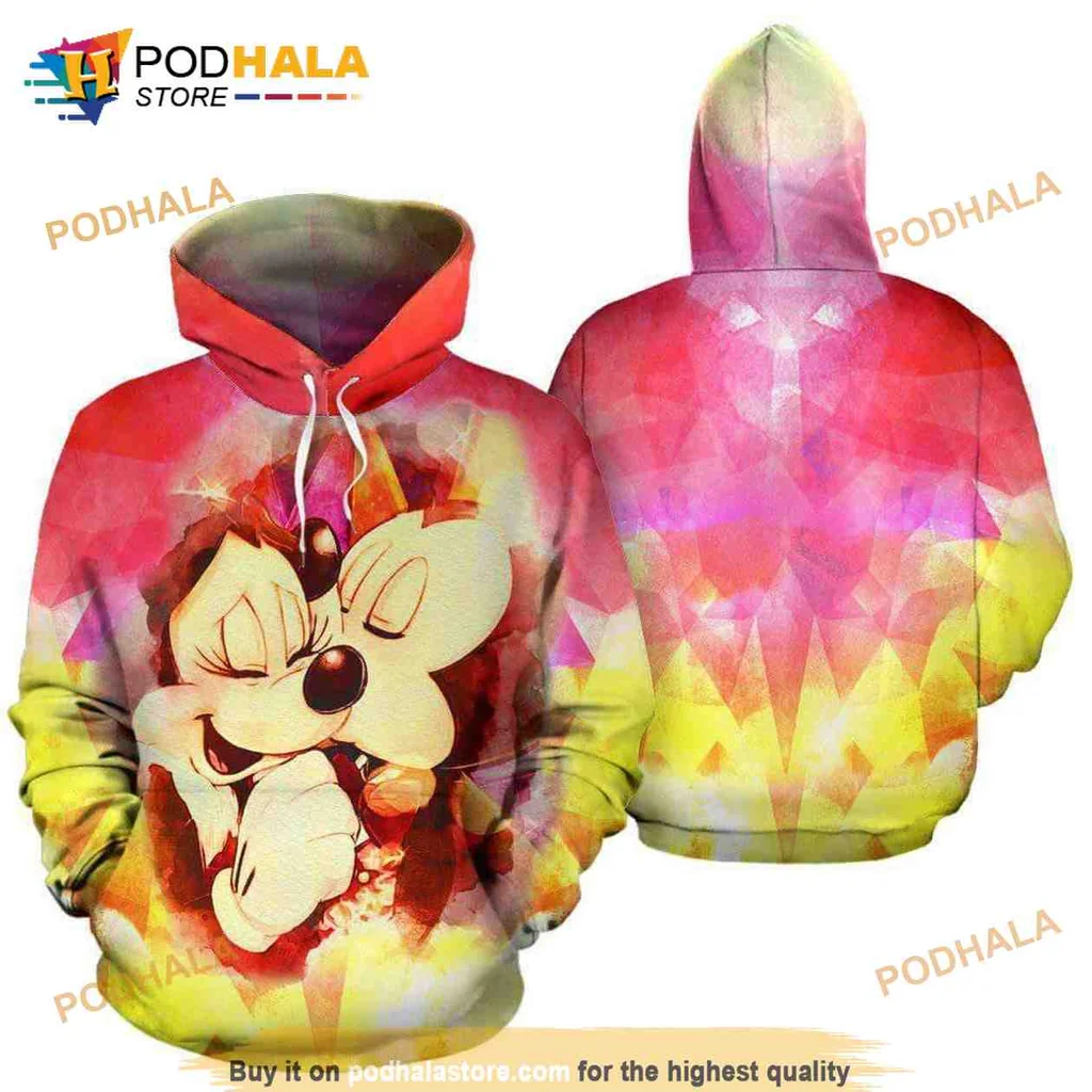 Colorful Mickey Mouse Minnie Mouse 3d Hoodie With Playful Design
