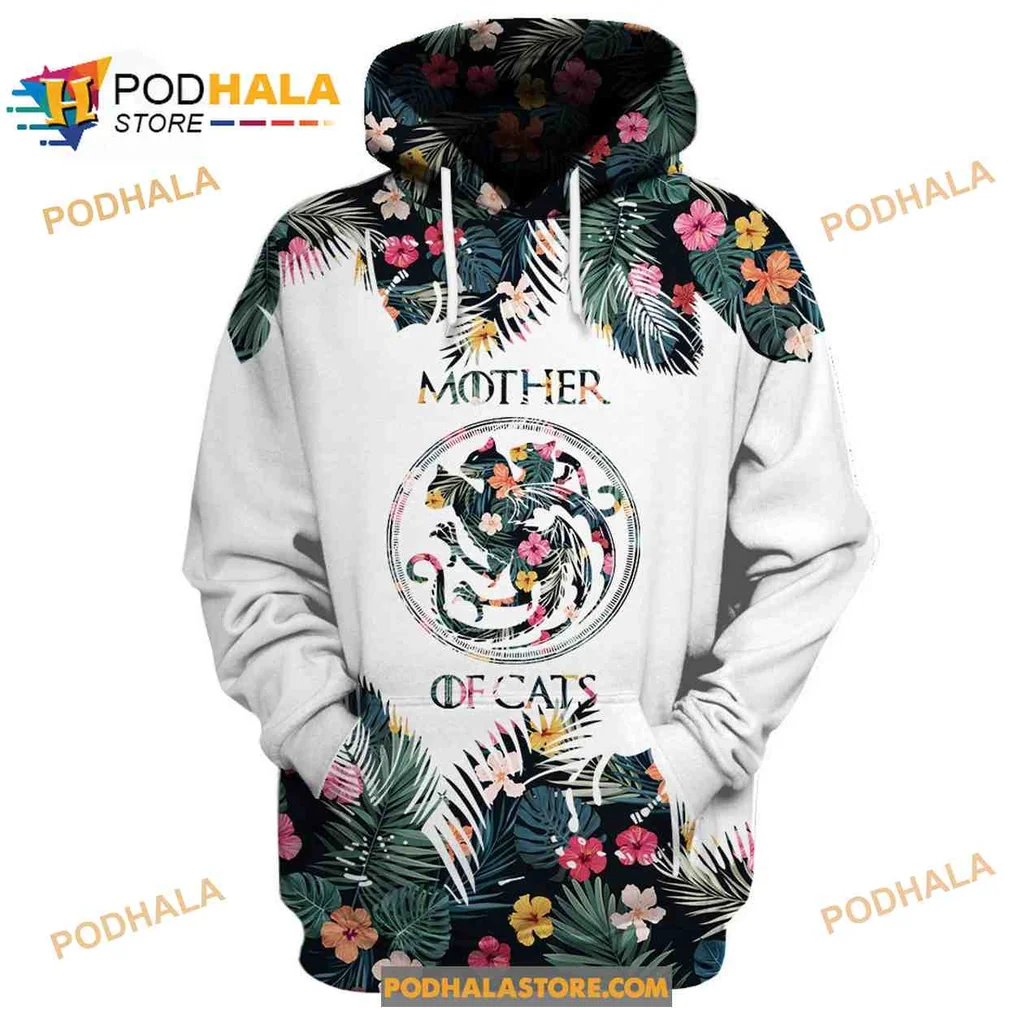 Colorful Mother Of Cats 3d Hoodie With Floral Design For Cat Lovers