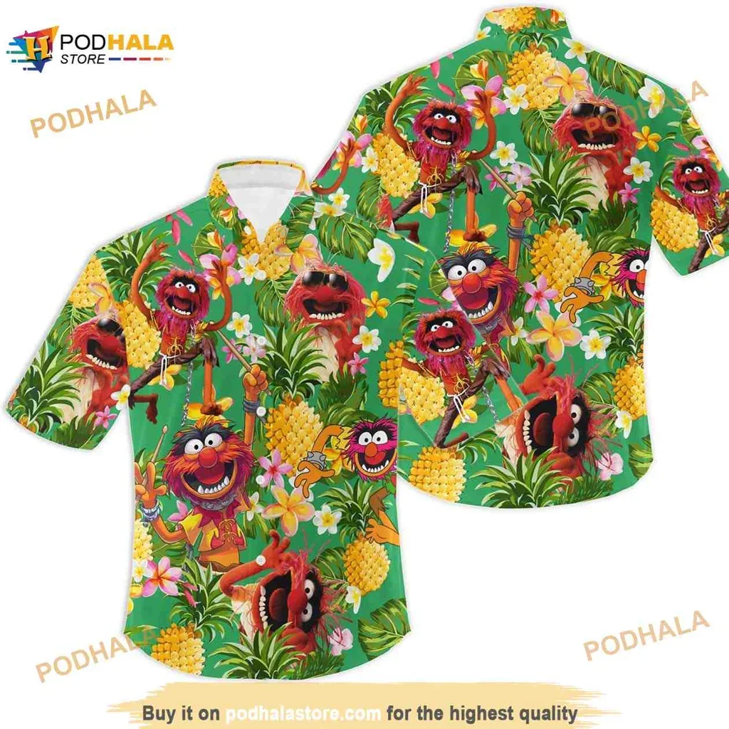 Colorful Muppet Animal Tropical Hawaiian Shirt With Fun Cartoon Design