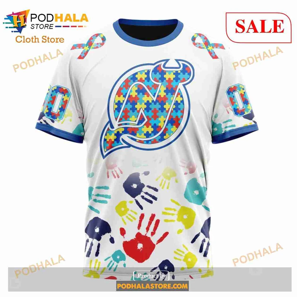 Colorful New Jersey Devils Autism Awareness Hoodie With Puzzle Piece Design - Product View 6 Colorful New Jersey Devils Autism Awareness Hoodie With Puzzle Piece Design - Product View 6