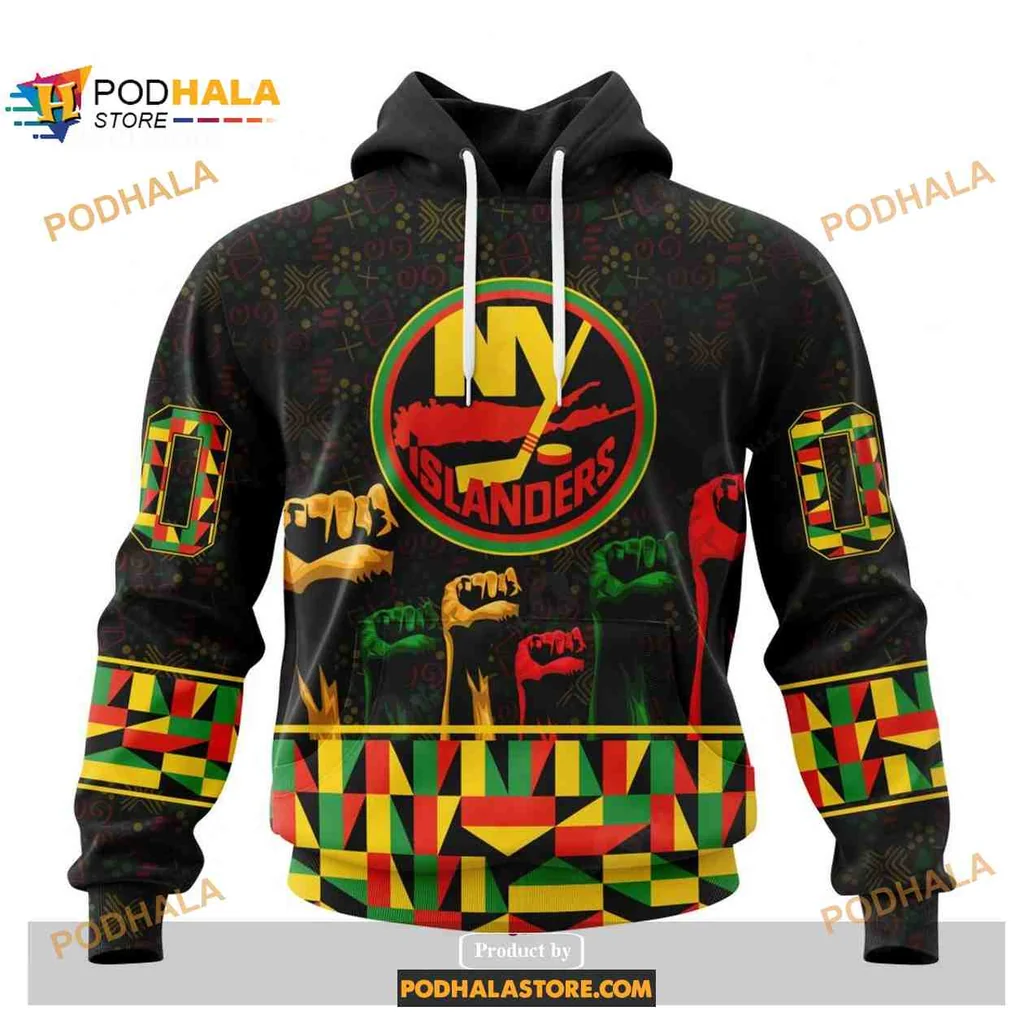 Colorful New York Islanders 3d Hoodie Celebrating Black History Month