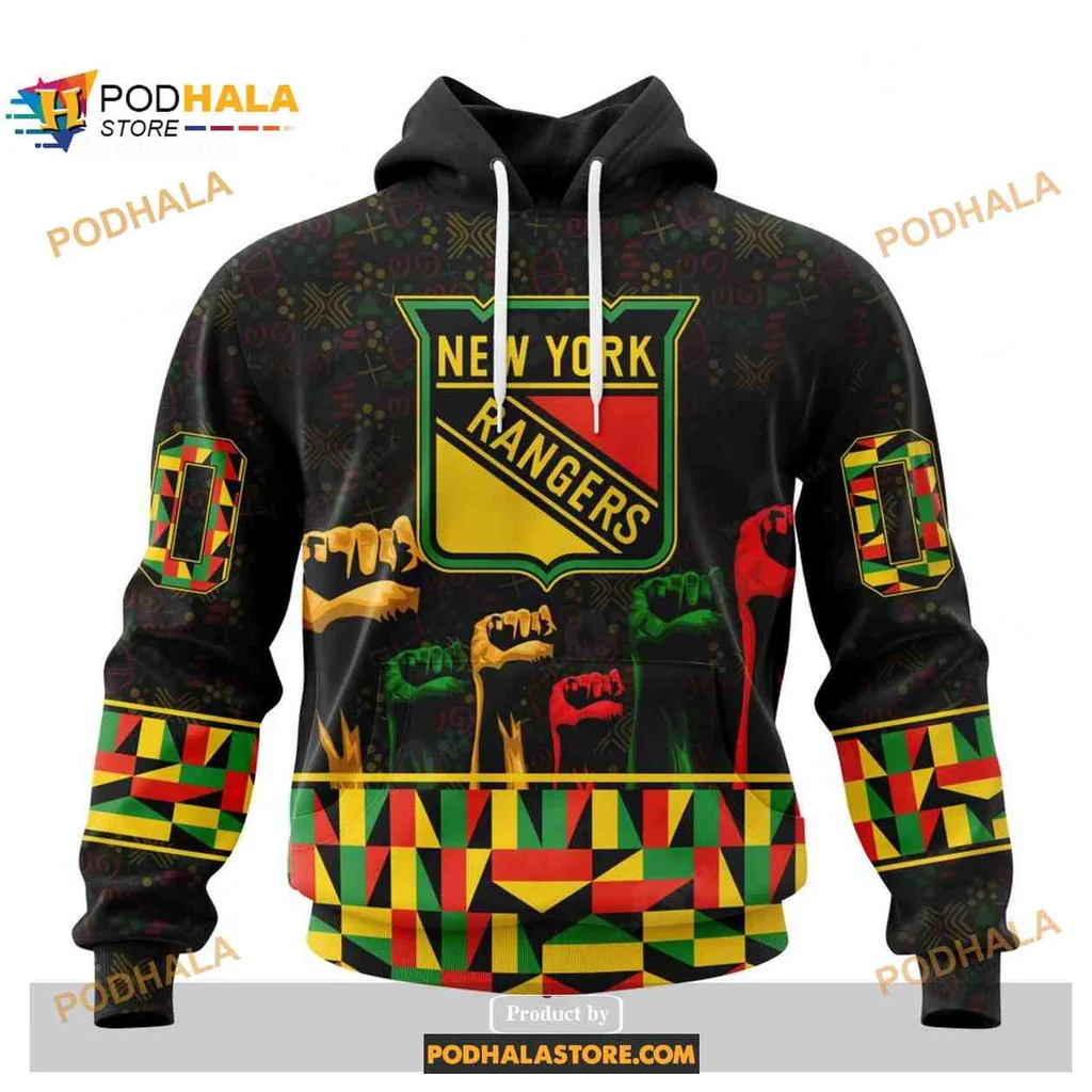 Colorful New York Rangers 3d Hoodie Celebrating Black History Month