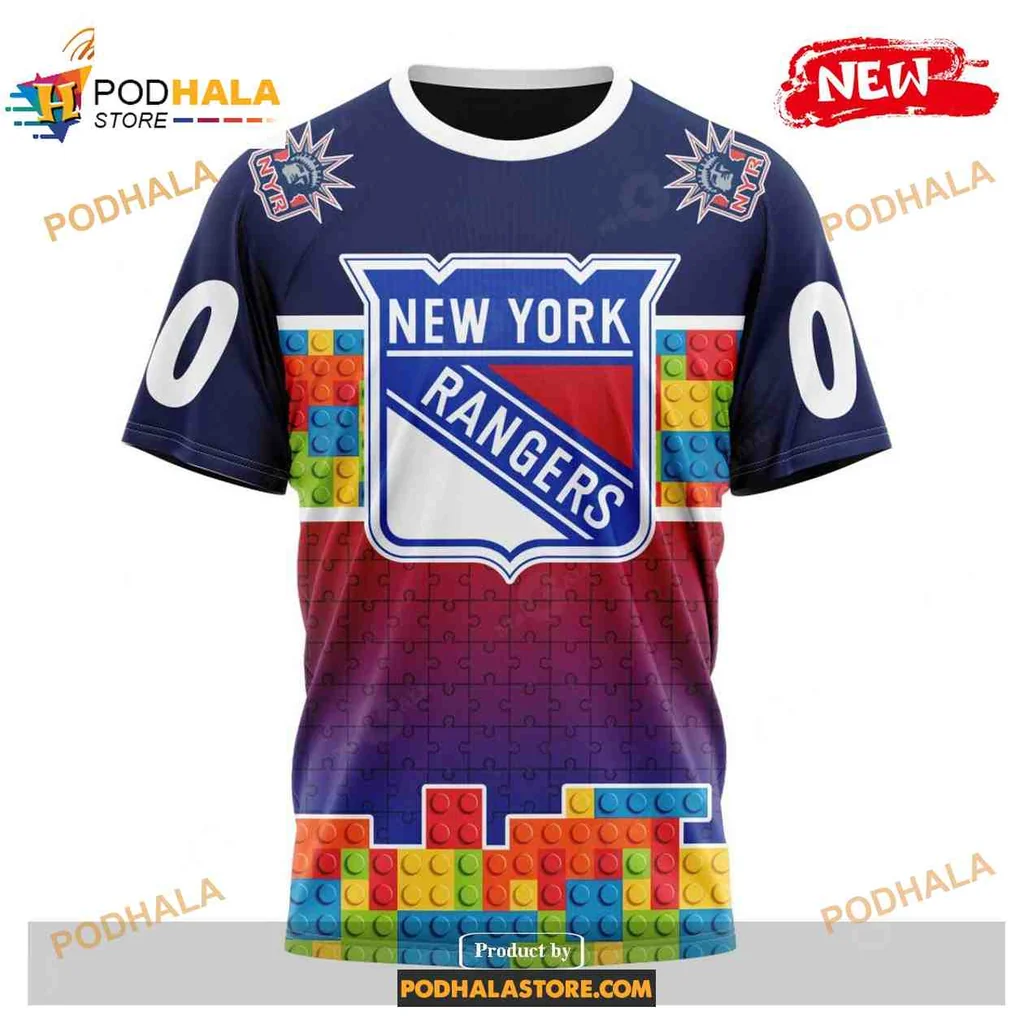 Colorful New York Rangers AOP Hoodie With Vibrant Logo And Pixel Art Design Colorful New York Rangers AOP Hoodie With Vibrant Logo And Pixel Art Design
