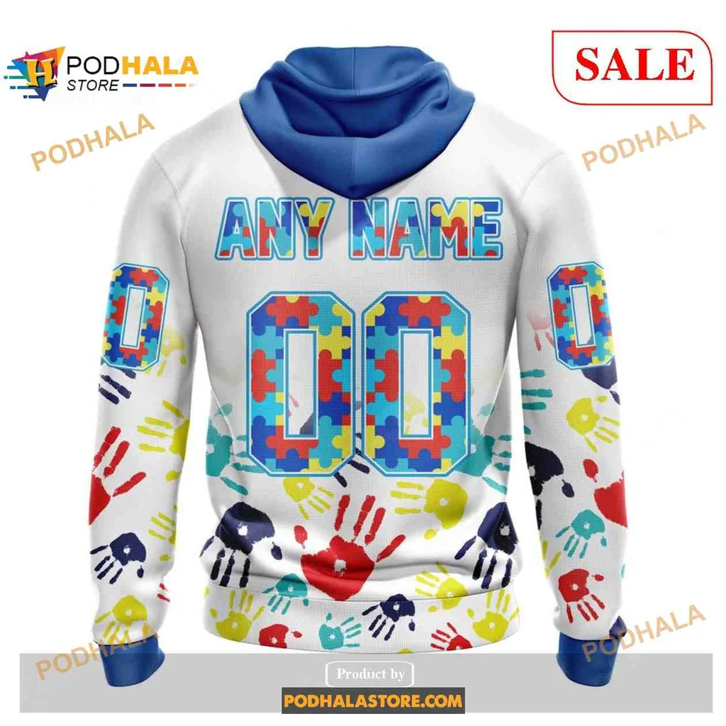 Colorful New York Rangers Autism Awareness Hoodie With Fun Design - View 1 Colorful New York Rangers Autism Awareness Hoodie With Fun Design - View 1