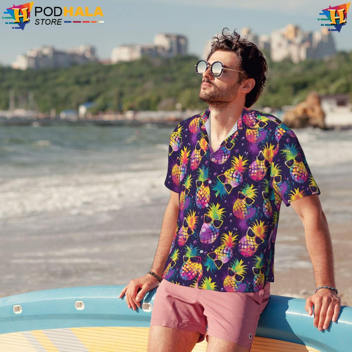 Colorful Pineapples Tropical Shirt Funny Mens Short Sleeve Beach Clothing Colorful Pineapples Tropical Shirt Funny Mens Short Sleeve Beach Clothing