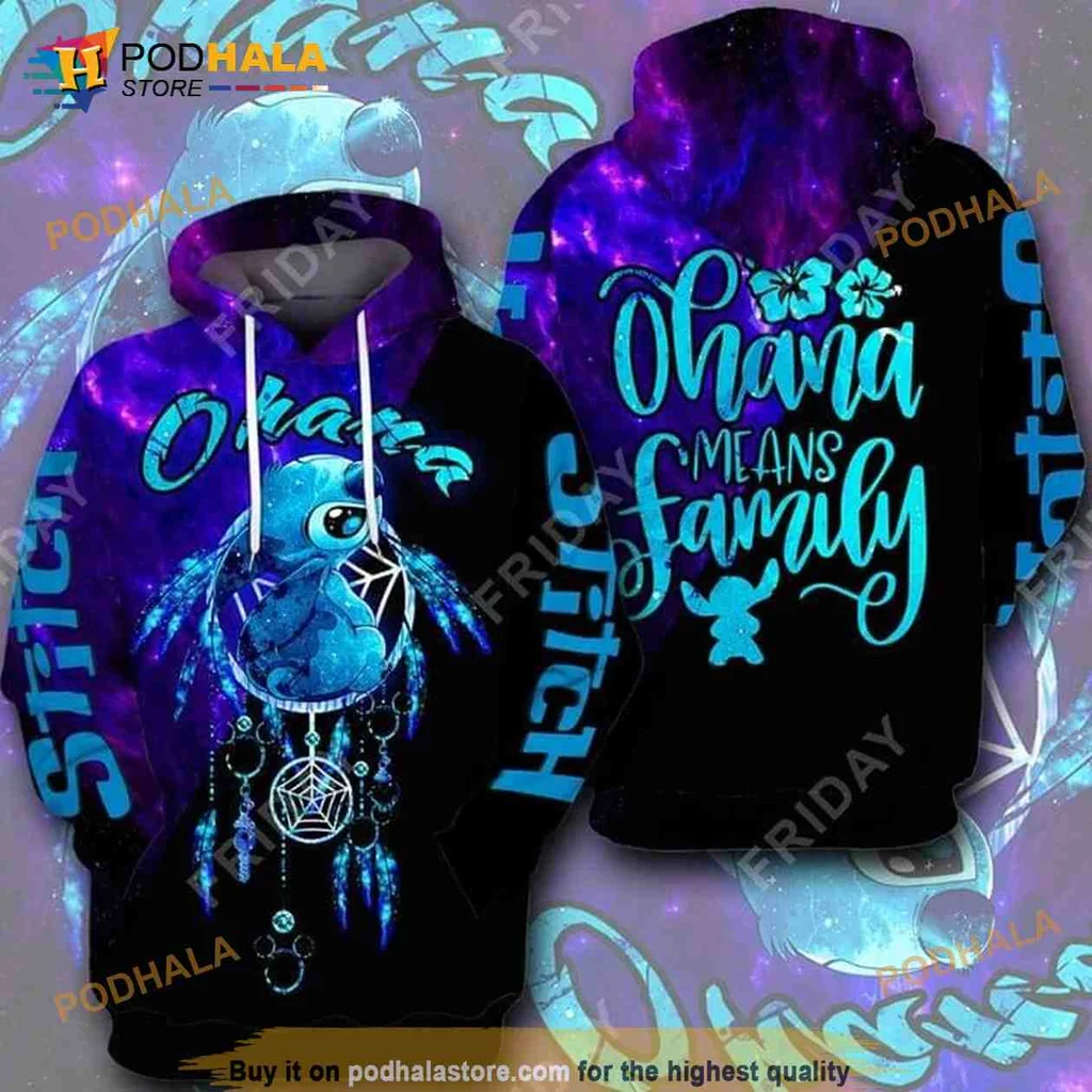 Colorful Stitch Dreamcatcher 3d Hoodie With Galaxy Background
