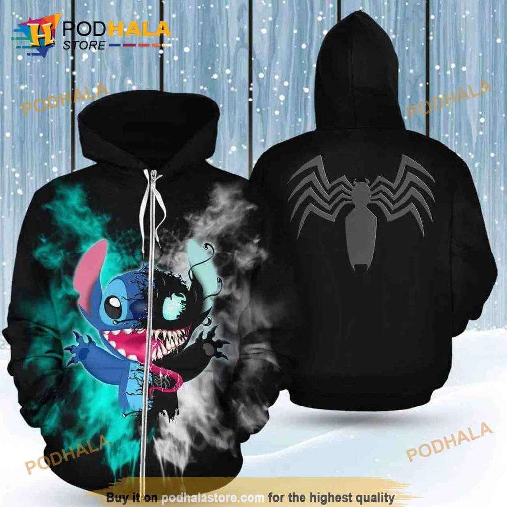 Colorful Stitch Venom 3d Hoodie With Playful Character Design