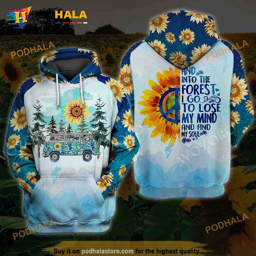 Colorful Sunflower Van 3d Hoodie Featuring Nature Adventure Design