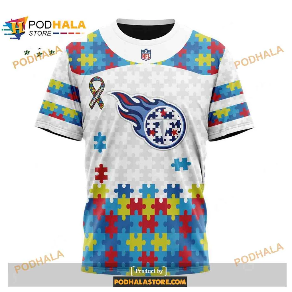 Colorful Tennessee Titans Autism Awareness AOP Hoodie With Puzzle Piece Design Colorful Tennessee Titans Autism Awareness AOP Hoodie With Puzzle Piece Design