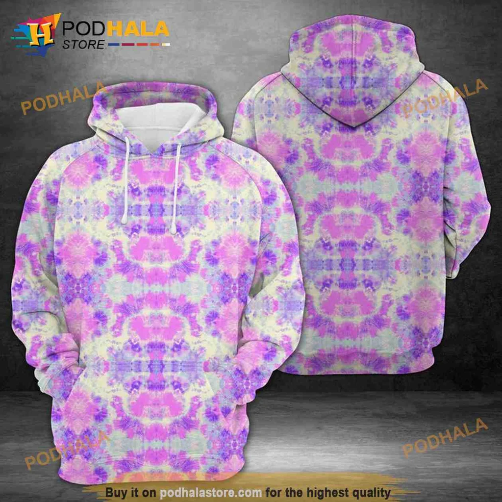 Colorful Tie Dye 3d Hoodie With Pastel Kaleidoscopic Design