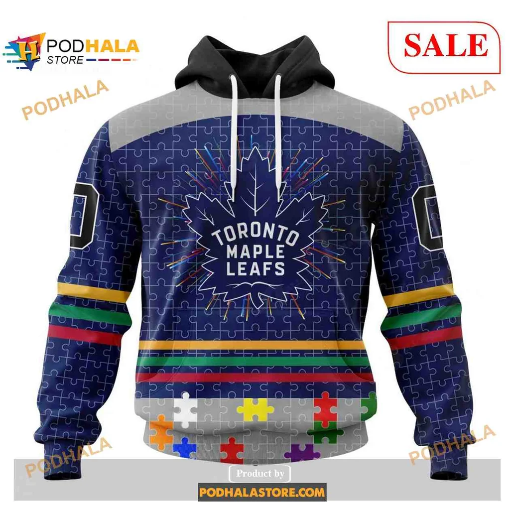 Colorful Toronto Maple Leafs Autism Awareness Hoodie With Puzzle Piece Design