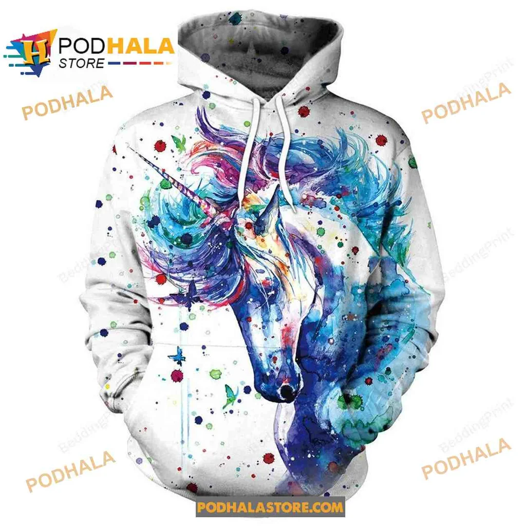 Colorful Unicorn Paint 3d Hoodie With Whimsical Artistic Design