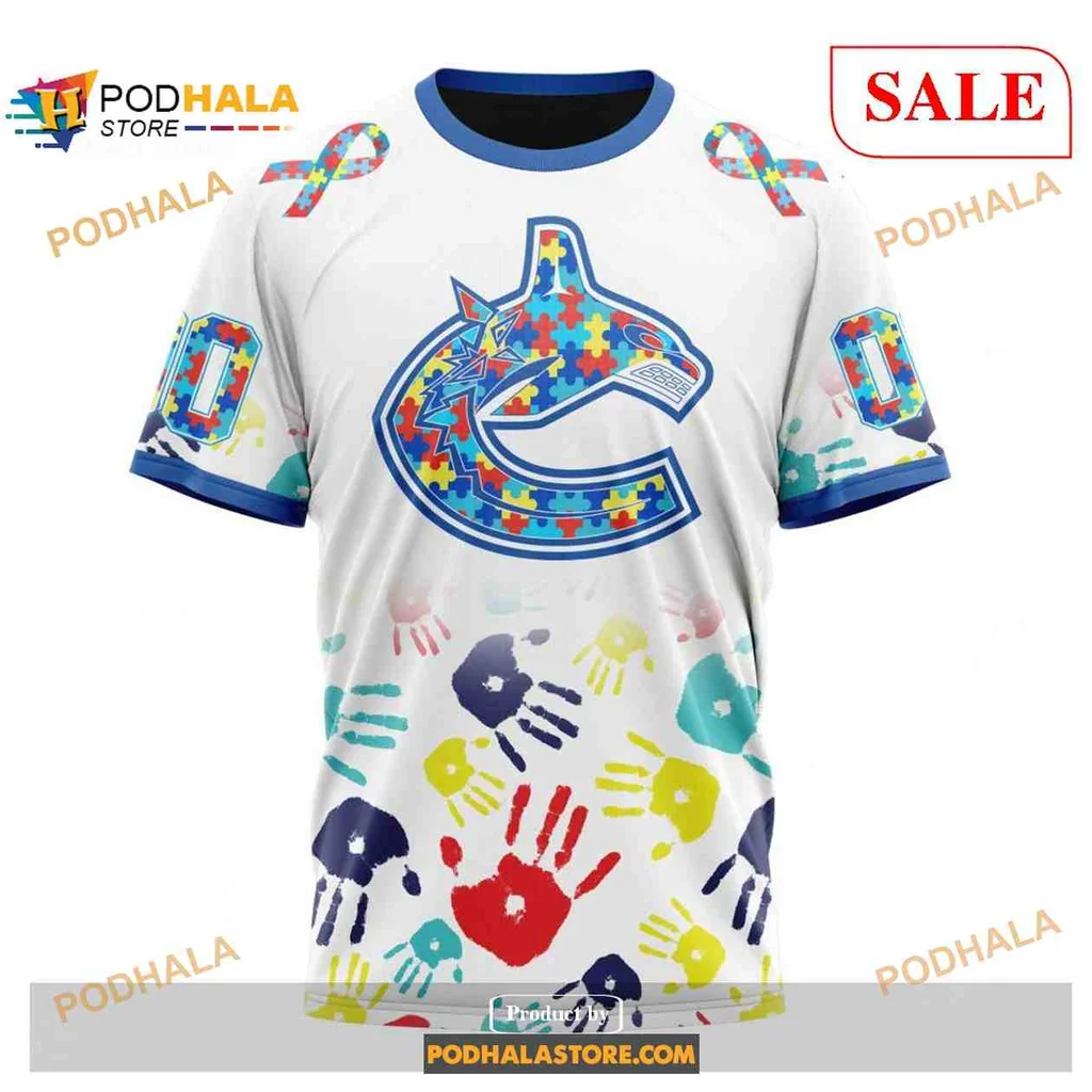Colorful Vancouver Canucks Autism Awareness AOP Hoodie With Puzzle Design Colorful Vancouver Canucks Autism Awareness AOP Hoodie With Puzzle Design