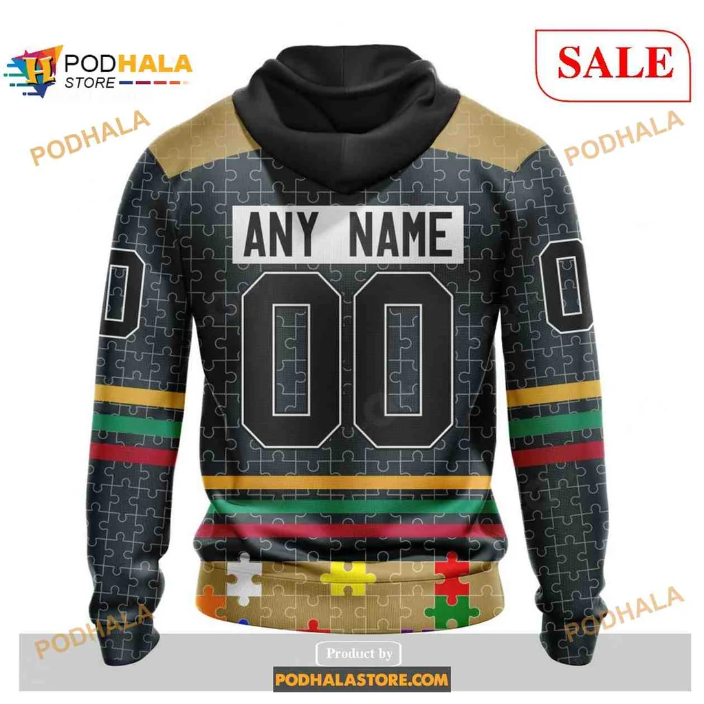 Colorful Vegas Golden Knights All Over Print Hoodie With Autism Awareness Design Colorful Vegas Golden Knights All Over Print Hoodie With Autism Awareness Design