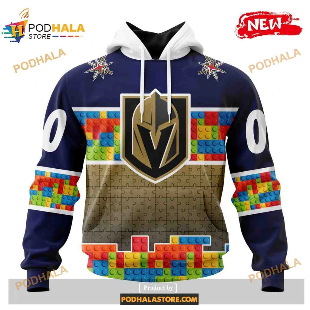 Colorful Vegas Golden Knights Puzzle 3d Hoodie With Playful Gradient Design