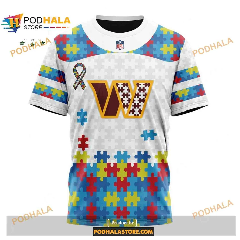 Colorful Washington Commanders Autism Puzzle AOP Hoodie With Vibrant Design Colorful Washington Commanders Autism Puzzle AOP Hoodie With Vibrant Design