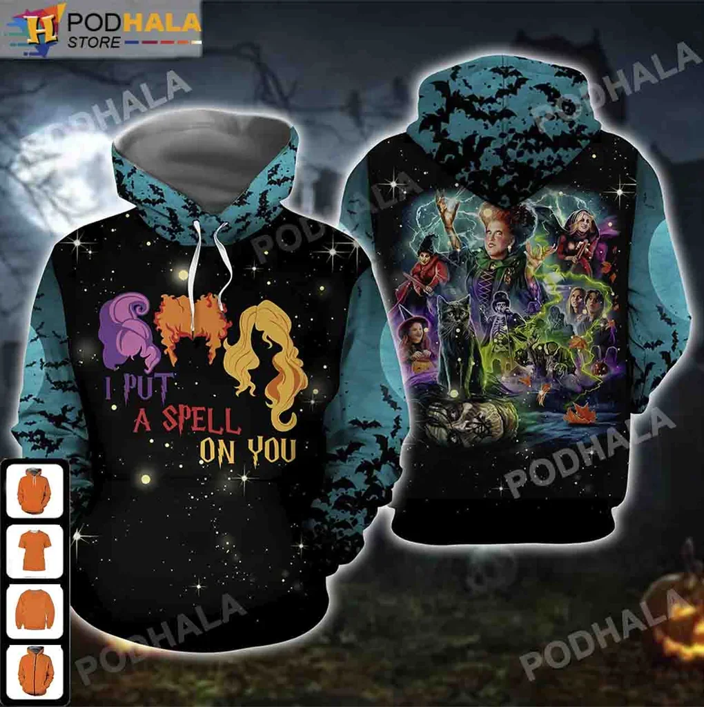 Colorful Witch Characters 3d Hoodie, I Put A Spell On You Design