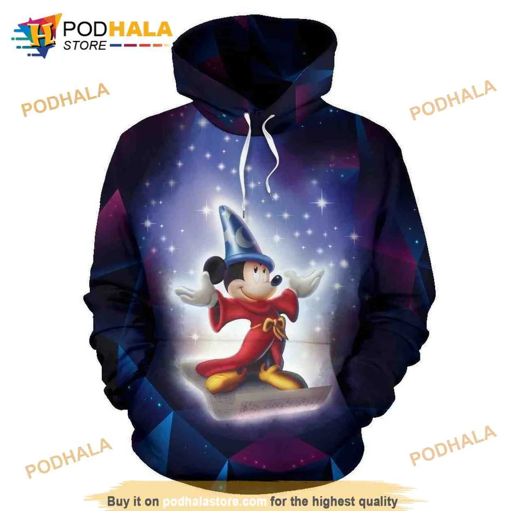 Colorful Wizard Character 3d Hoodie, Magical Design With Starry Night Background