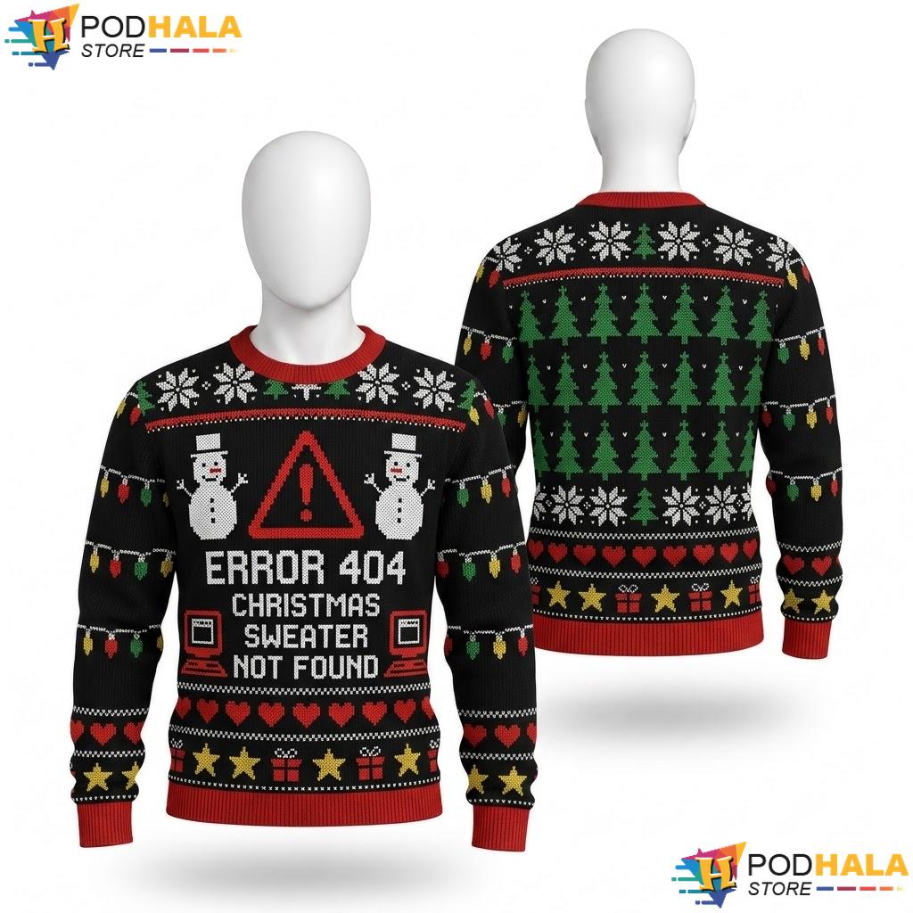 Computer Error 404 Not Found Ugly Christmas Sweater Funny Holiday