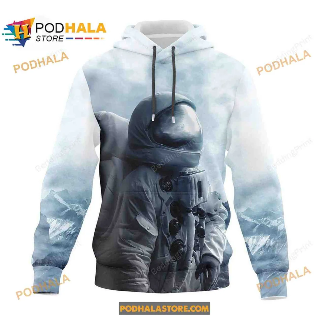 Cool Astronaut 3d Hoodie With Ethereal Cloudy Landscape Design