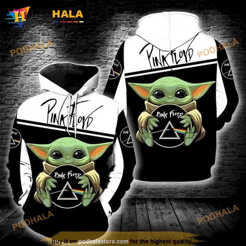 Cool Baby Yoda Pink Floyd 3d Hoodie, Rock Band Graphic Sweatshirt