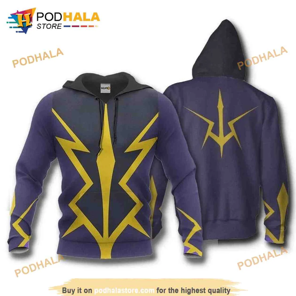 Cool Code Geass Lightning Bolt 3d Hoodie With Vibrant Design