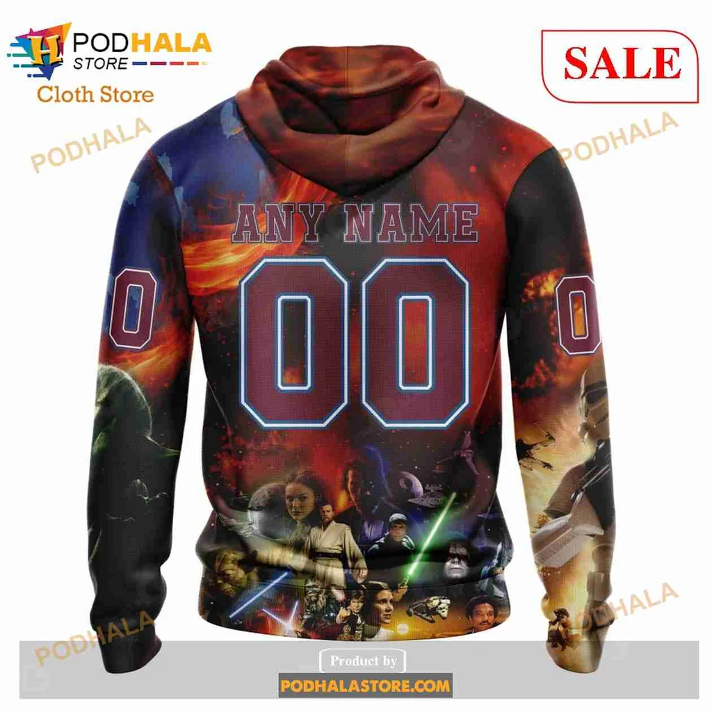 Cool Colorado Avalanche Star Wars Hoodie Featuring Darth Vader And Stormtrooper Design - View 2 Cool Colorado Avalanche Star Wars Hoodie Featuring Darth Vader And Stormtrooper Design - View 2