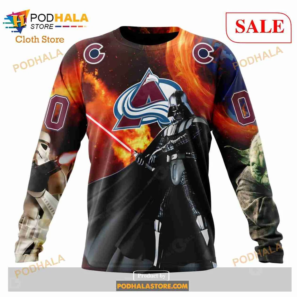 Cool Colorado Avalanche Star Wars Hoodie Featuring Darth Vader And Stormtrooper Design - View 3 Cool Colorado Avalanche Star Wars Hoodie Featuring Darth Vader And Stormtrooper Design - View 3
