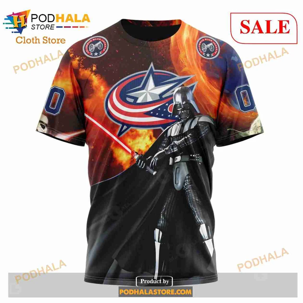 Cool Columbus Blue Jackets Star Wars Hoodie Featuring Darth Vader And Flames - Product View 6 Cool Columbus Blue Jackets Star Wars Hoodie Featuring Darth Vader And Flames - Product View 6