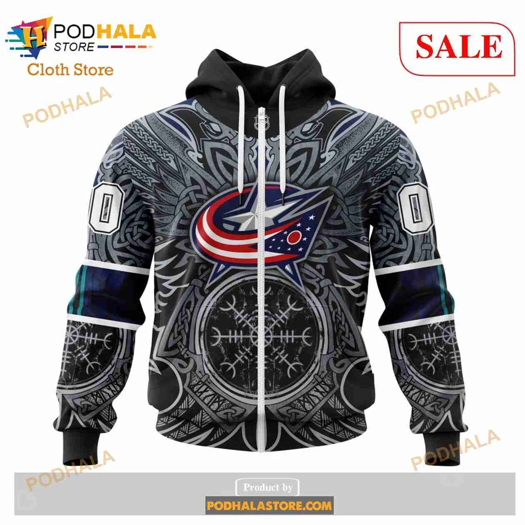 Cool Columbus Blue Jackets Viking Hoodie With Bold Norse Design