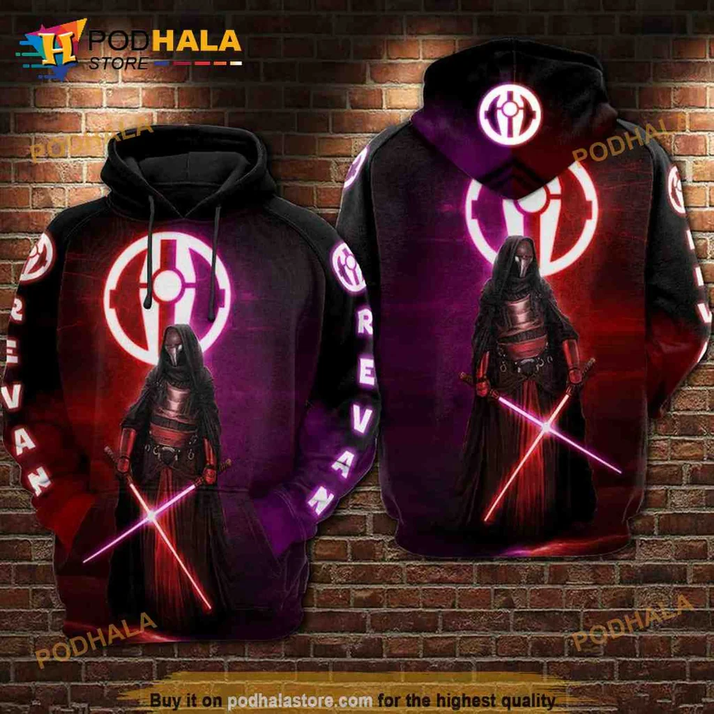 Cool Darth Revan Star Wars 3d Hoodie With Red Lightsaber Design