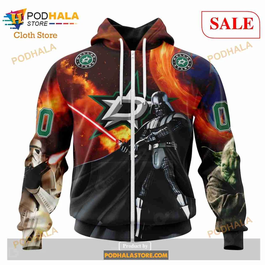 Cool Darth Vader Dallas Stars All Over Print Hoodie Featuring Stormtroopers And Lightsaber Cool Darth Vader Dallas Stars All Over Print Hoodie Featuring Stormtroopers And Lightsaber